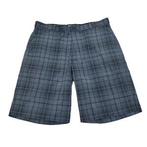 Nike Dri Fit Performance Golf Shorts Mens 36 Gray Plaid Stretch Athletic Preppy